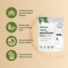 NatureBell organic Plantago ovata psyllium fiber for plant-based diets.