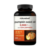 NatureBell Pumpkin Seed Oil bottle highlighting omega-6 and omega-9 for daily wellness.
