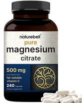 NatureBell Pure Magnesium Citrate bottle shown, highlighting high-potency capsules for daily wellness support.