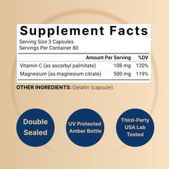 NatureBell magnesium capsules pouring from bottle illustrate easy on-the-stomach intake.