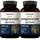 NatureBell magnesium glycinate bottle with clear label supports easy daily supplementation.