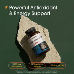 NatureBell R-Alpha Lipoic Acid capsules closeup highlights easy, convenient antioxidant support.