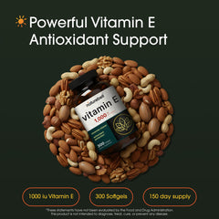 Close-up of NatureBell Vitamin E softgels highlighting high bioavailability
