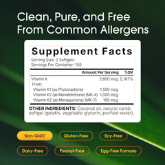 NatureBell Vitamin K Complex bottle label detail shows K1 and K2 MK-4 MK-7 content