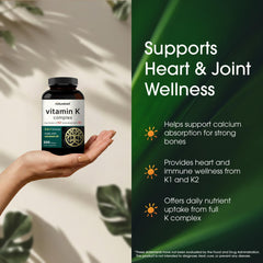 NatureBell Vitamin K Complex coconut-oil infused softgels image highlights fat-soluble absorption