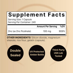 NatureBell zinc picolinate capsules close-up for convenient daily supplementation