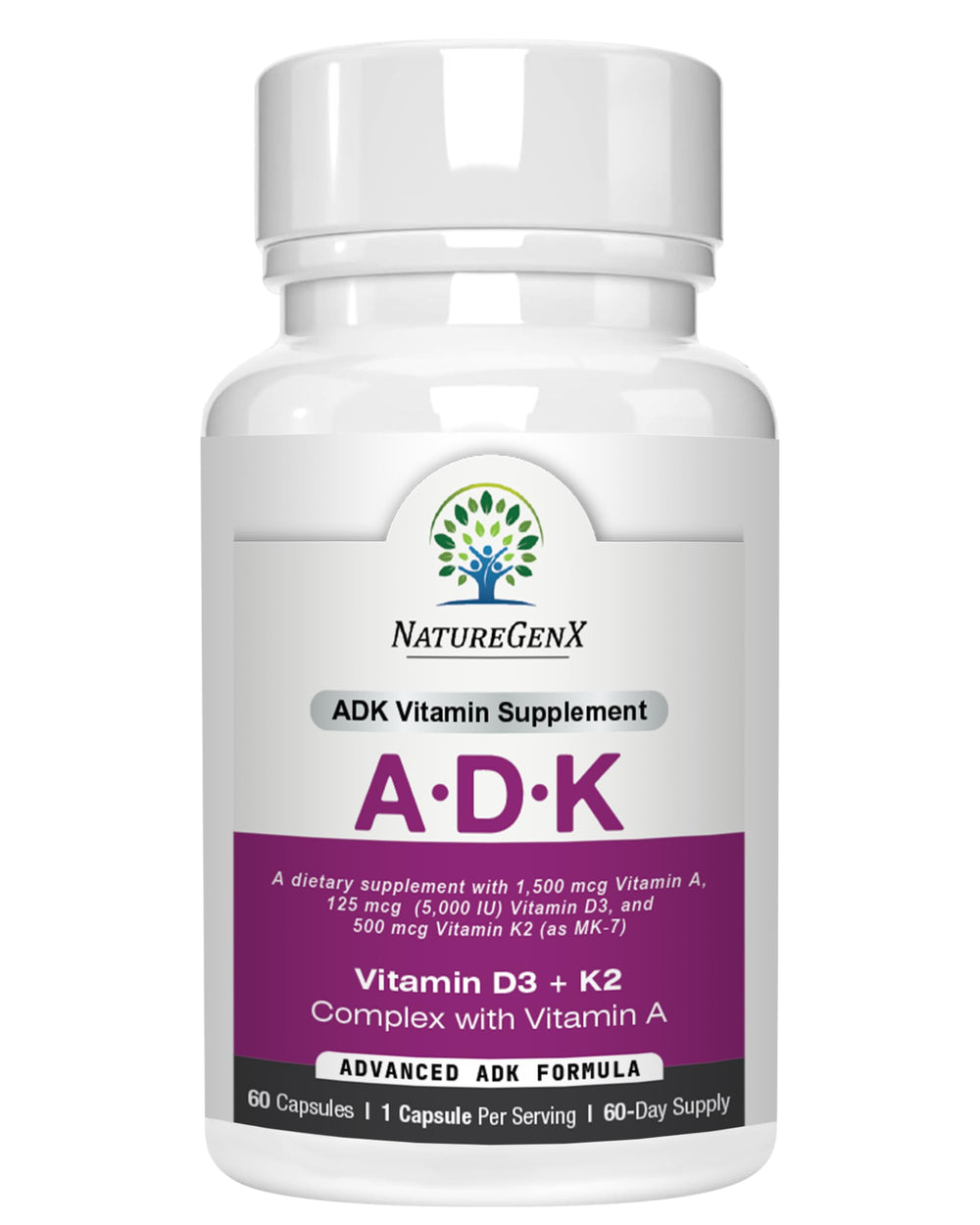 NatureGenX ADK bottle front view highlighting bone health support.