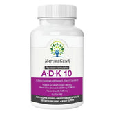 NatureGenX ADK10 bottle packaging highlighting the 3-in-1 bone, heart, and immune support.