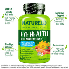Naturelo AREDS2 capsules close-up showing plant-based nutrients