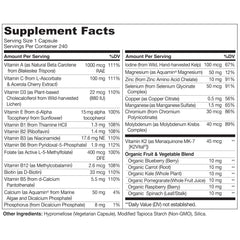 Naturelo Multivitamins capsules, vegetarian formula for easy daily intake.