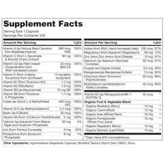 Naturelo One Daily Women front label — vegan, non-GMO nutrition details.