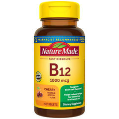 Nature Made B12 1000 mcg sublingual tablets pack shot showing sugar-free formula.