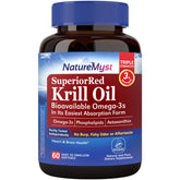NatureMyst Krill Oil softgels bottle shown for high-potency omega-3 support