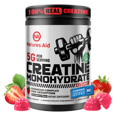 Natures Aid creatine gummy 5g bottle for convenient daily workout dosing.