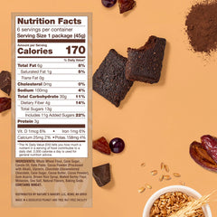 Nature's Bakery Double Chocolate Brownie Bar cross section shows dates and cocoa for flavor