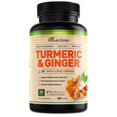 Nature's Base turmeric ginger supplement packaging, premium daily wellness formula