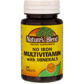 Nature's Blend No Iron multivitamin bottle for daily wellness.