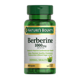 Nature's Bounty Berberine 1000mg bottle front showing the label and product name for normal cholesterol support.