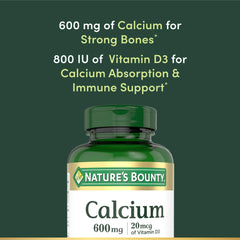 Nature's Bounty bottle pour showing easy daily calcium intake.