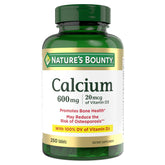 Nature's Bounty calcium carbonate bottle with tablets for bone support.