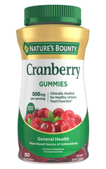 Nature's Bounty Cranberry Gummies bottle for urinary tract support with Pacran 500 mg