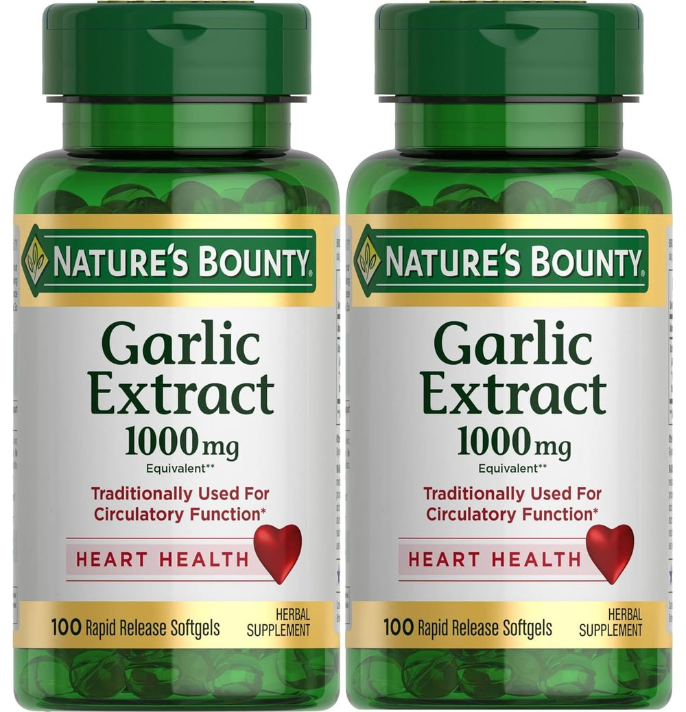 Nature's Bounty Garlic Extract softgels bottle front showing 1000 mg dose
