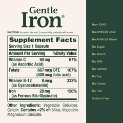 Nature's Bounty Gentle Iron packaging weight graphic highlighting 0.068 kilograms