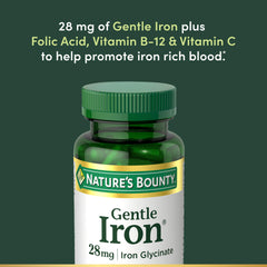Nature's Bounty Gentle Iron bottle showing tablet count for easy daily use.