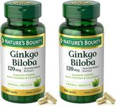 Nature's Bounty ginkgo biloba 120mg bottle for potential brain support and clarity.