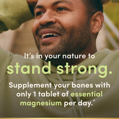 Nature's Bounty Magnesium 500 mg tablet in hand for on-the-go daily use