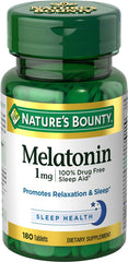 Nature's Bounty Melatonin bottle and label promote calm nights.