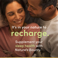 Nature's Bounty Melatonin bottle on nightstand suggests consistent use.