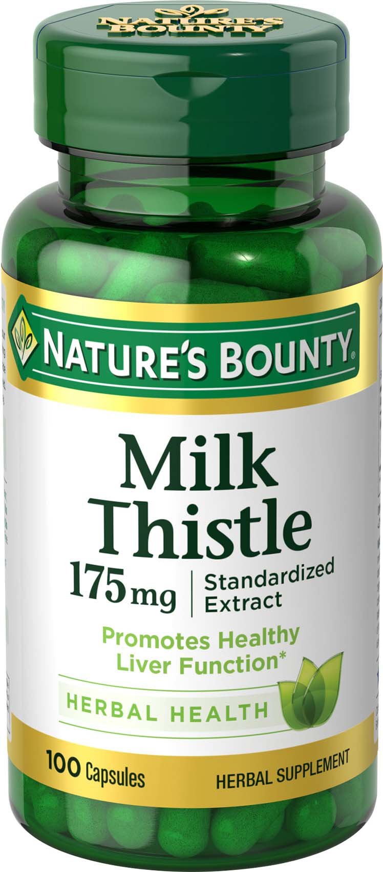 Nature's Bounty Milk Thistle softgel bottle for daily liver-support.