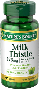 Nature's Bounty Milk Thistle softgel bottle for daily liver-support.