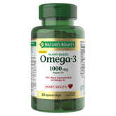 Nature's Bounty Omega-3 bottle front shows vegan algae oil benefits