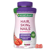 Nature's Bounty Advanced Hair Skin Nails gummies bottle view showing non-stick texture for daily use