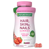 Nature's Bounty Optimal Solutions Hair Skin Nails Pectin Gummies bottle pour supports hair and nails.