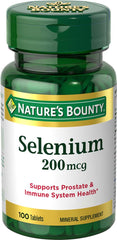 Nature's Bounty Selenium tablet close-up for daily antioxidant support.