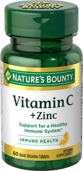 Nature's Bounty Vitamin C Zinc bottle front view for daily immune support.