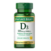 Nature's Bounty Vitamin D3 bottle supports daily immune function.