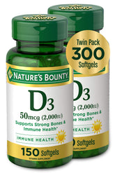 Nature's Bounty Vitamin D3 bottle for daily immune and bone support.