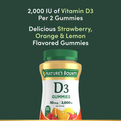 Nature's Bounty Vitamin D3 Gummies mixed-fruit-flavor captures tasty, convenient daily supplement