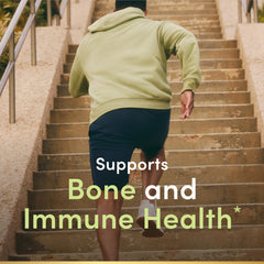 Nature's Bounty D3 tablets close-up highlighting immune and bone benefits.