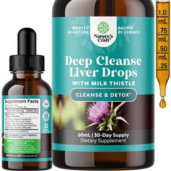 Natures Craft Deep Liver Cleanse drops bottle pour for easy daily support