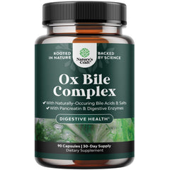 Natures Craft Digestive Enzymes with Ox Bile bottle pour supports fat digestion