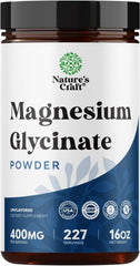 Natures Craft Potent Magnesium Glycinate Powder bottle for daily calm and relaxation.
