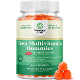 Natures Craft Teen Multivitamin Gummies bottle on table supports daily teen growth and immune health.