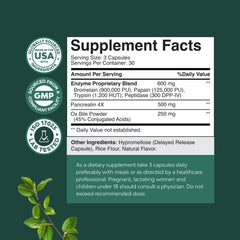 Natures Craft Trypsin capsules highlight protein digestion support