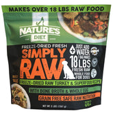 Nature's Diet Simply Raw bag close-up showing transparent ingredient mix