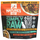 Nature's Diet Simply Raw freeze-dried beef meal bag for quick, wholesome feeding.